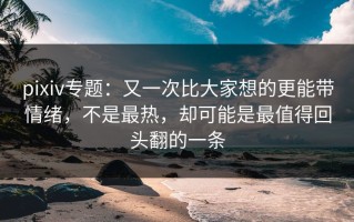 pixiv专题：又一次比大家想的更能带情绪，不是最热，却可能是最值得回头翻的一条