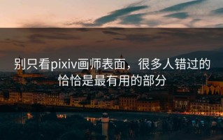 别只看pixiv画师表面，很多人错过的恰恰是最有用的部分