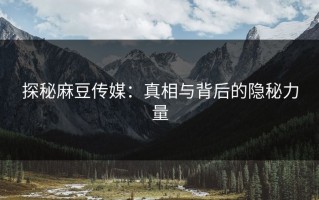 探秘麻豆传媒：真相与背后的隐秘力量