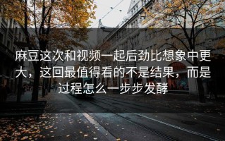 麻豆这次和视频一起后劲比想象中更大，这回最值得看的不是结果，而是过程怎么一步步发酵