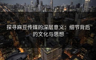 探寻麻豆传媒的深层意义：细节背后的文化与思想