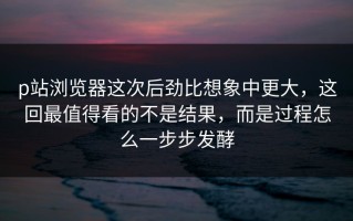 p站浏览器这次后劲比想象中更大，这回最值得看的不是结果，而是过程怎么一步步发酵