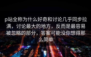 p站全称为什么好奇和讨论几乎同步拉满，讨论最大的地方，反而是最容易被忽略的部分，答案可能没你想得那么简单