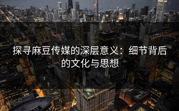 探寻麻豆传媒的深层意义：细节背后的文化与思想-第1张图片-p站搬运工影视网 | p站网页版推荐站