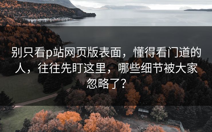 别只看p站网页版表面,懂得看门道的人,往往先盯这里,哪些细节被大家忽略了?-第1张图片-p站搬运工影视网 | p站网页版推荐站 别只看p站网页版表面,懂得看门道的人,往往先盯这里,哪些细节被大家忽略了?-第1张图片-p站搬运工影视网 | p站网页版推荐站
